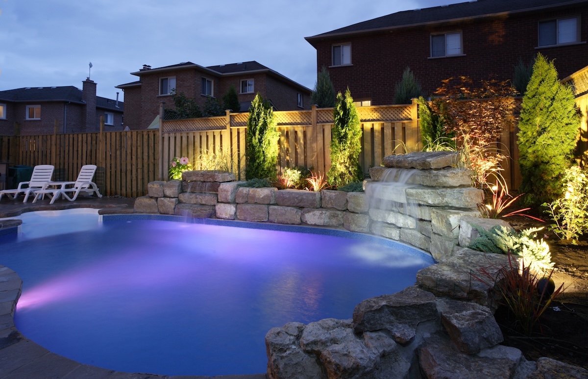 Backyard Pool at night