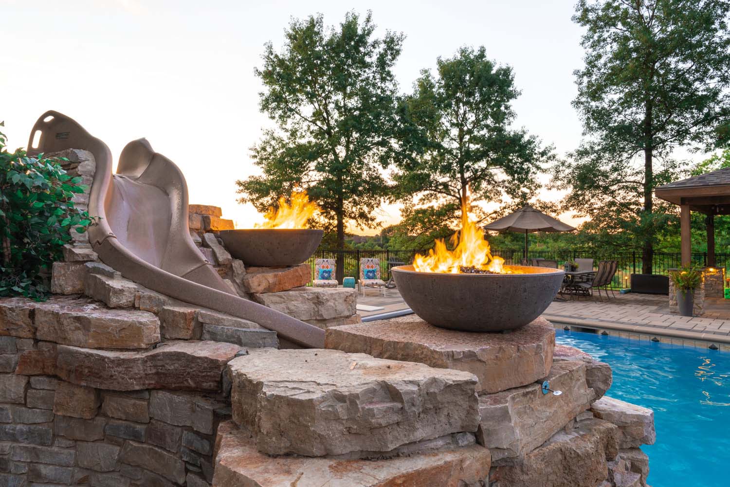 Rock Wall & Slide for Inground Pool