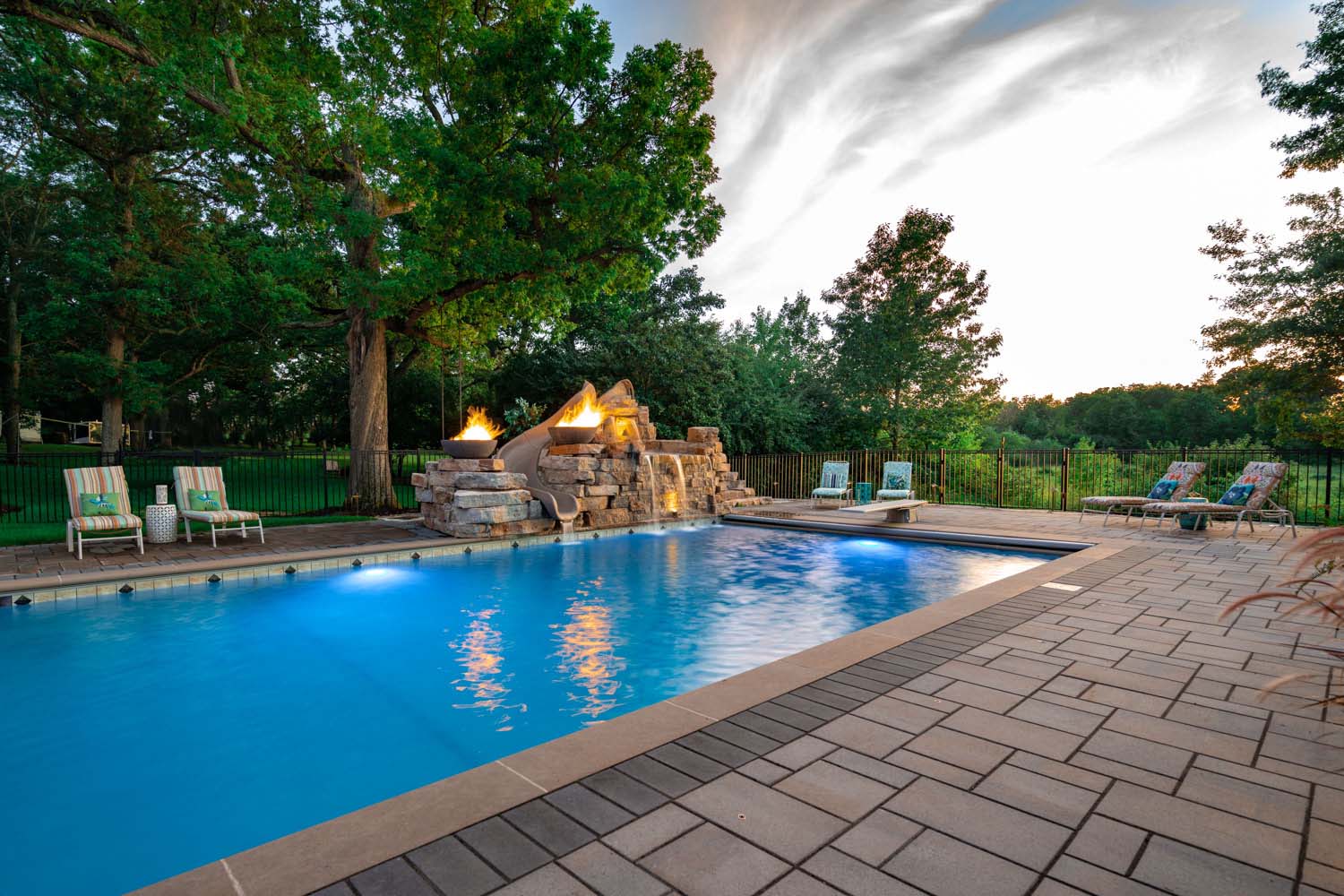 Inground Pool with Fire Features